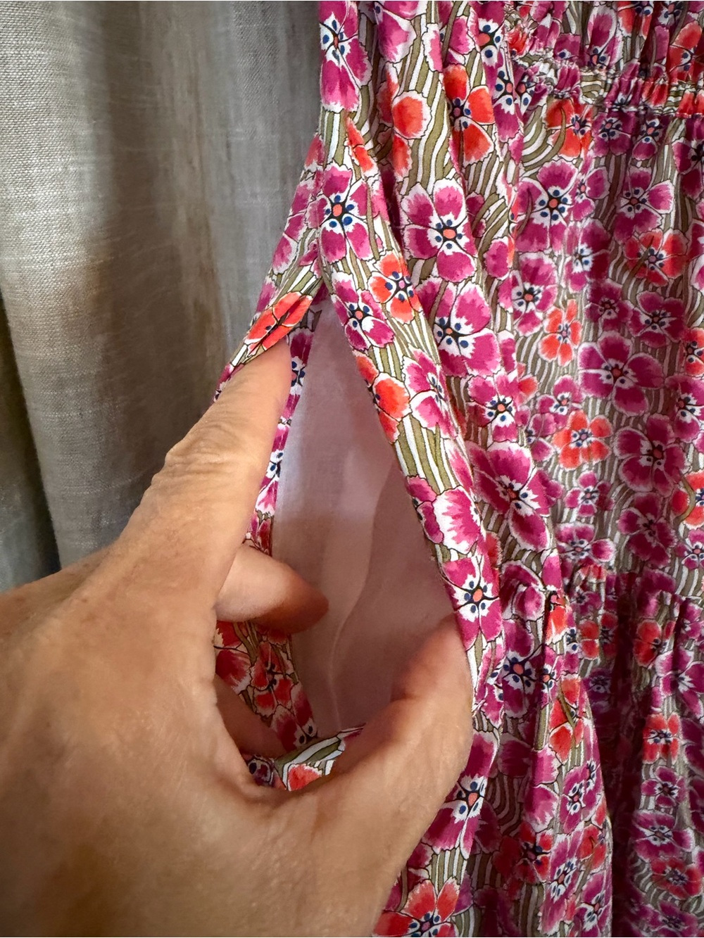 J Crew Liberty of London pink mode dress. Size L. 100% cotton, pockets. - Picture 7 of 7
